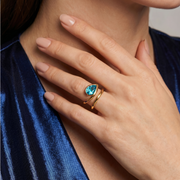 Aqua Teardrop Wrap Ring